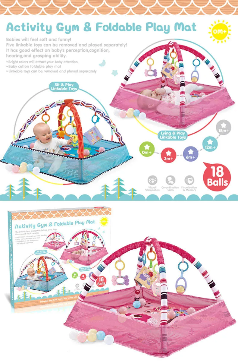 0-3 6 Months Baby Multi-Functional Fence Gymnastic Rack Baby Crawling Game Blanket