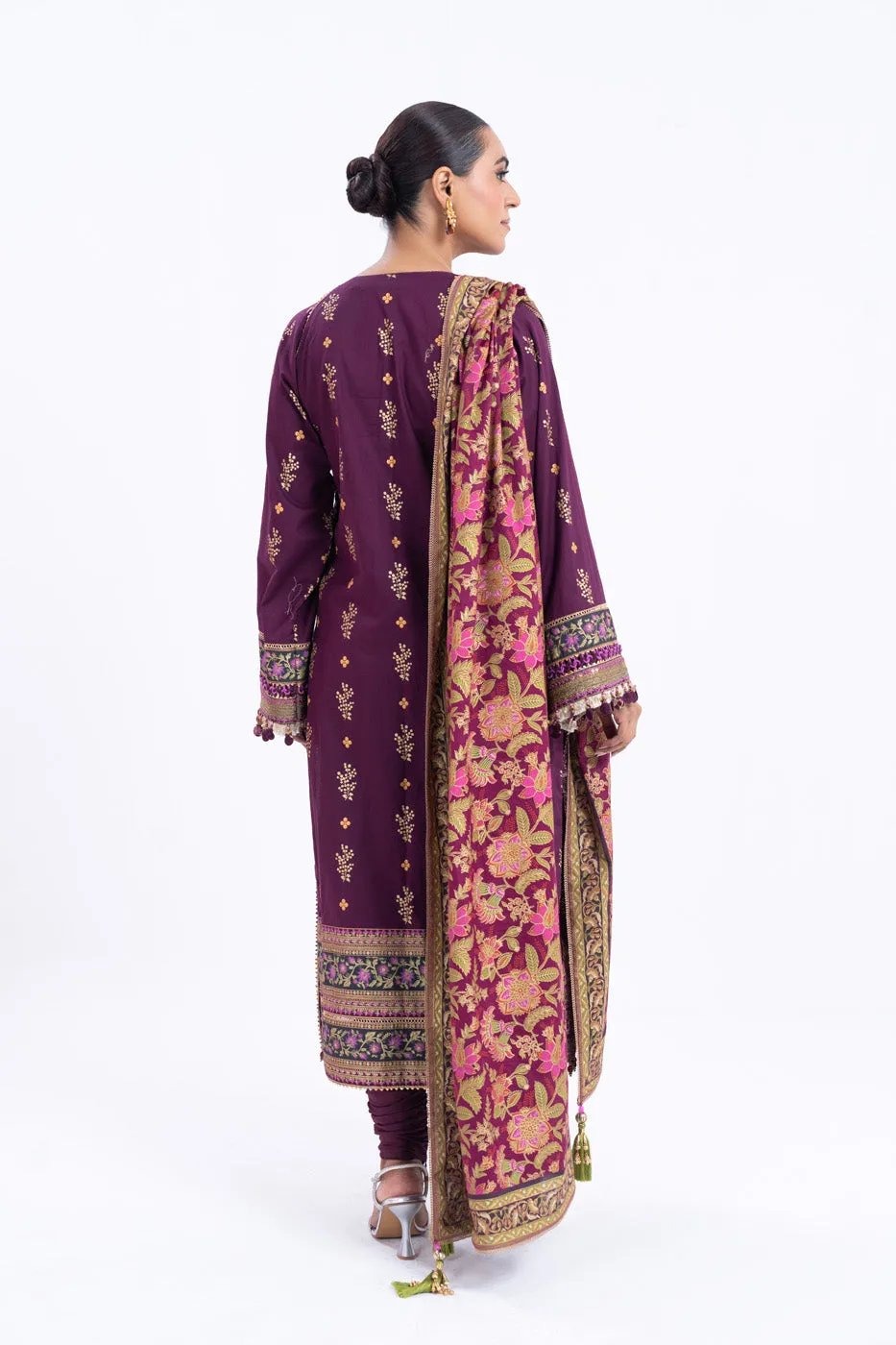 2 Pc Printed Thin Cambric Shirt With Printed Thin Cotton Silk Dupatta