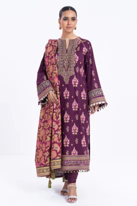 2 Pc Printed Thin Cambric Shirt With Printed Thin Cotton Silk Dupatta