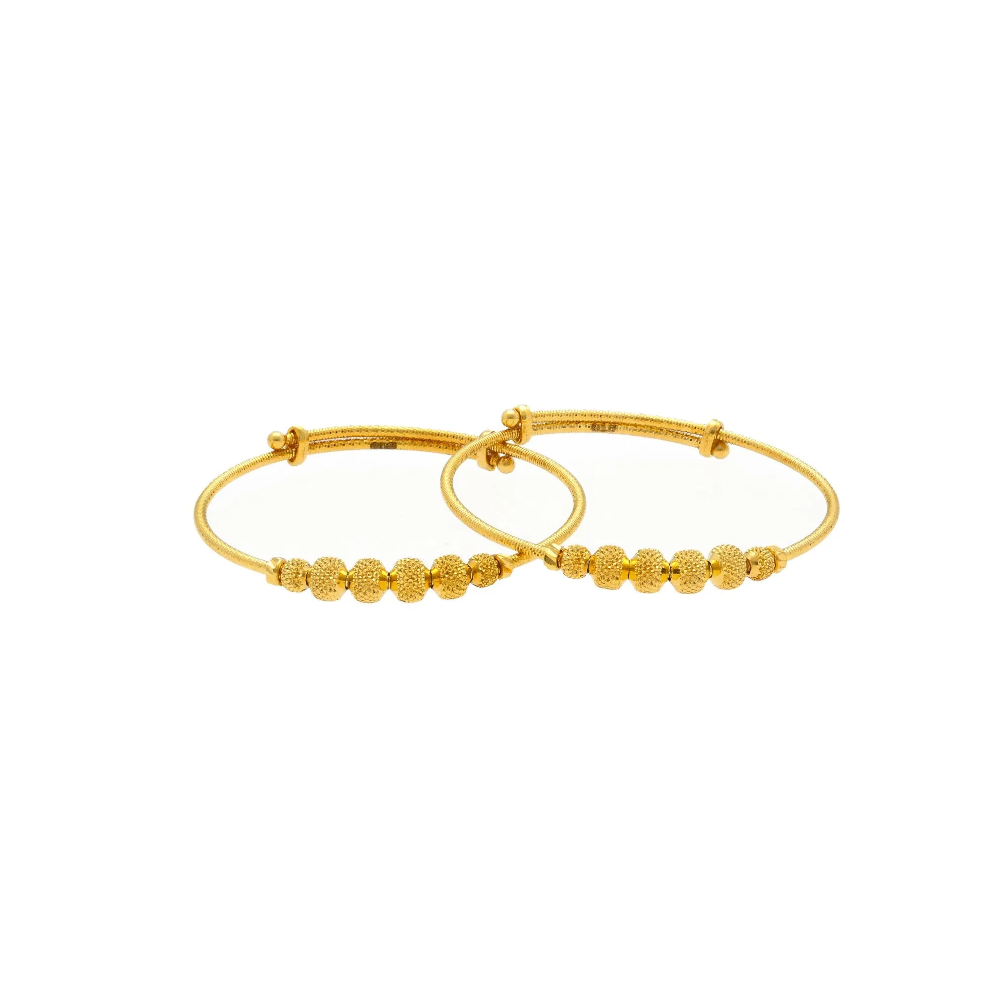 22K Gold Baby Bangles set of 2 W/ Gold Accented balls