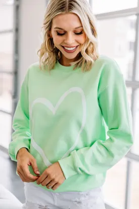 All The Love To Give Mint Green Graphic Sweatshirt