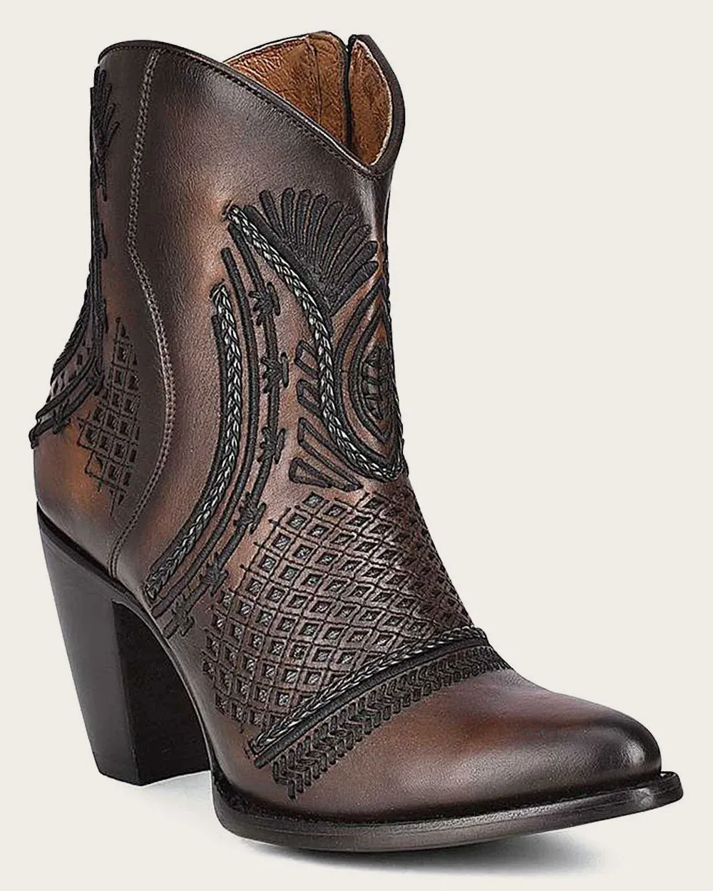 Ankle artisan brown bootie