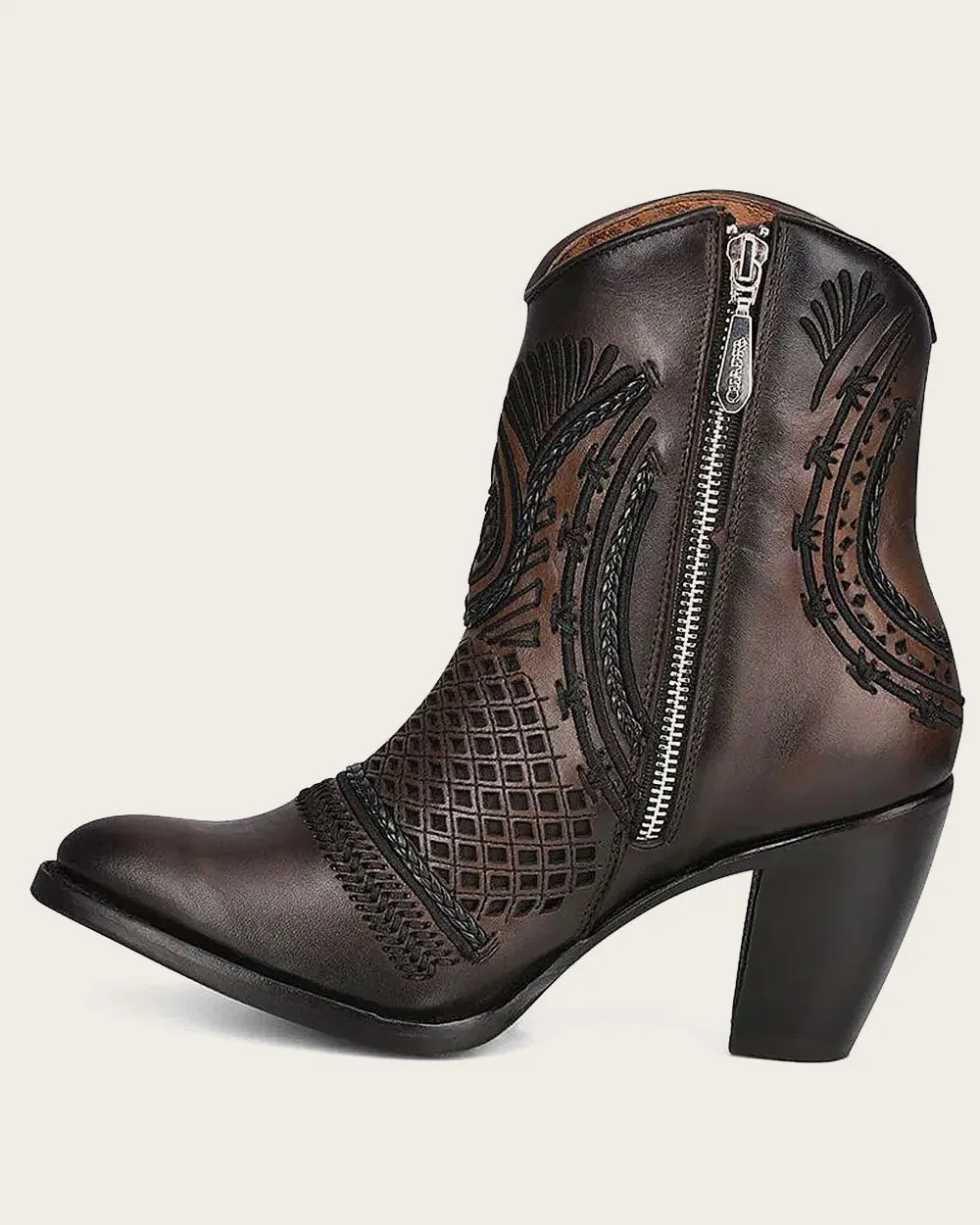 Ankle artisan brown bootie