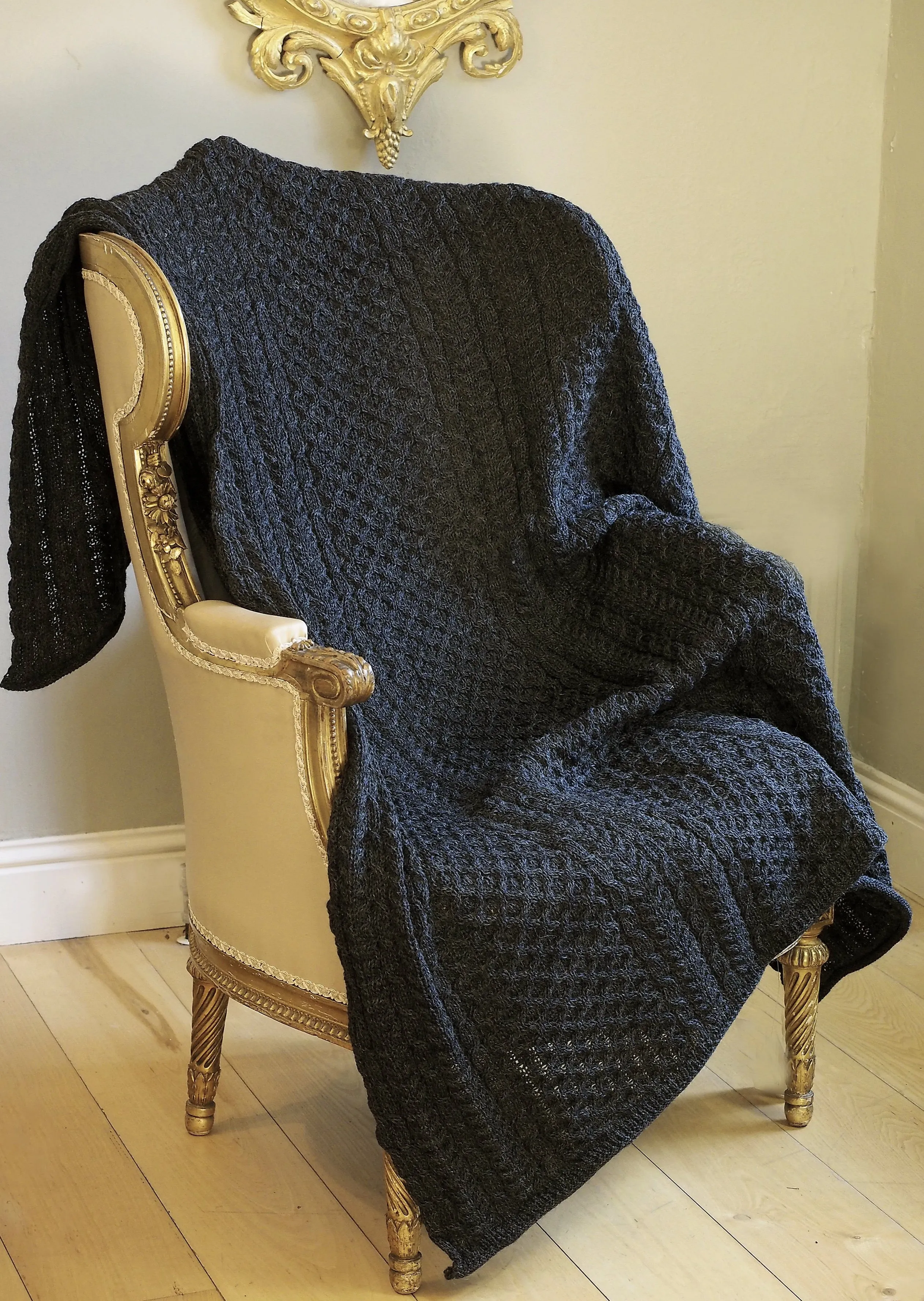 Aran Crafts Honeycomb Wool Throw | Charcoal