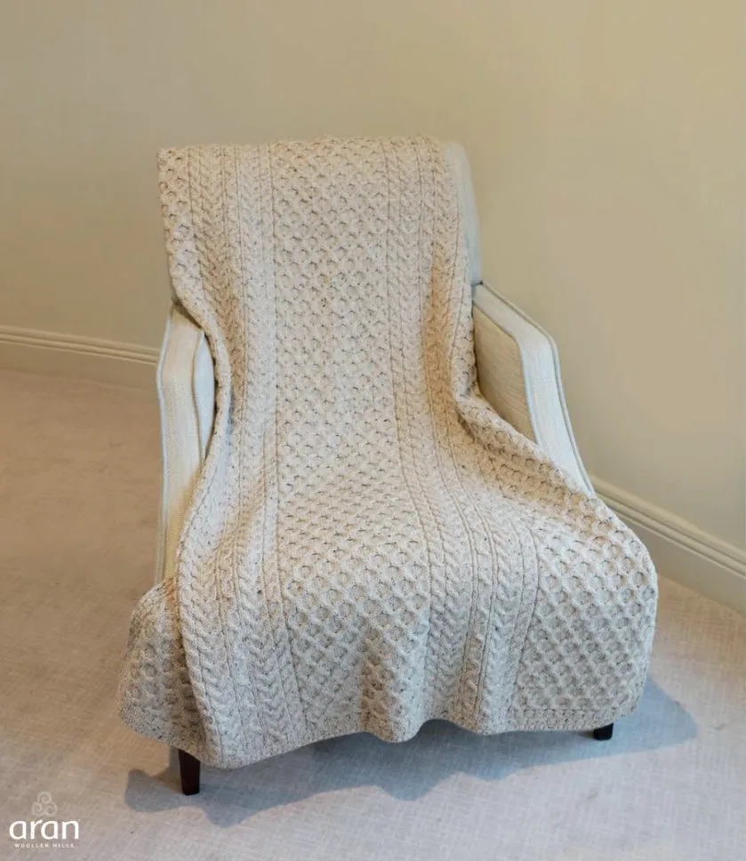 Aran Honeycomb Blanket | Oatmeal