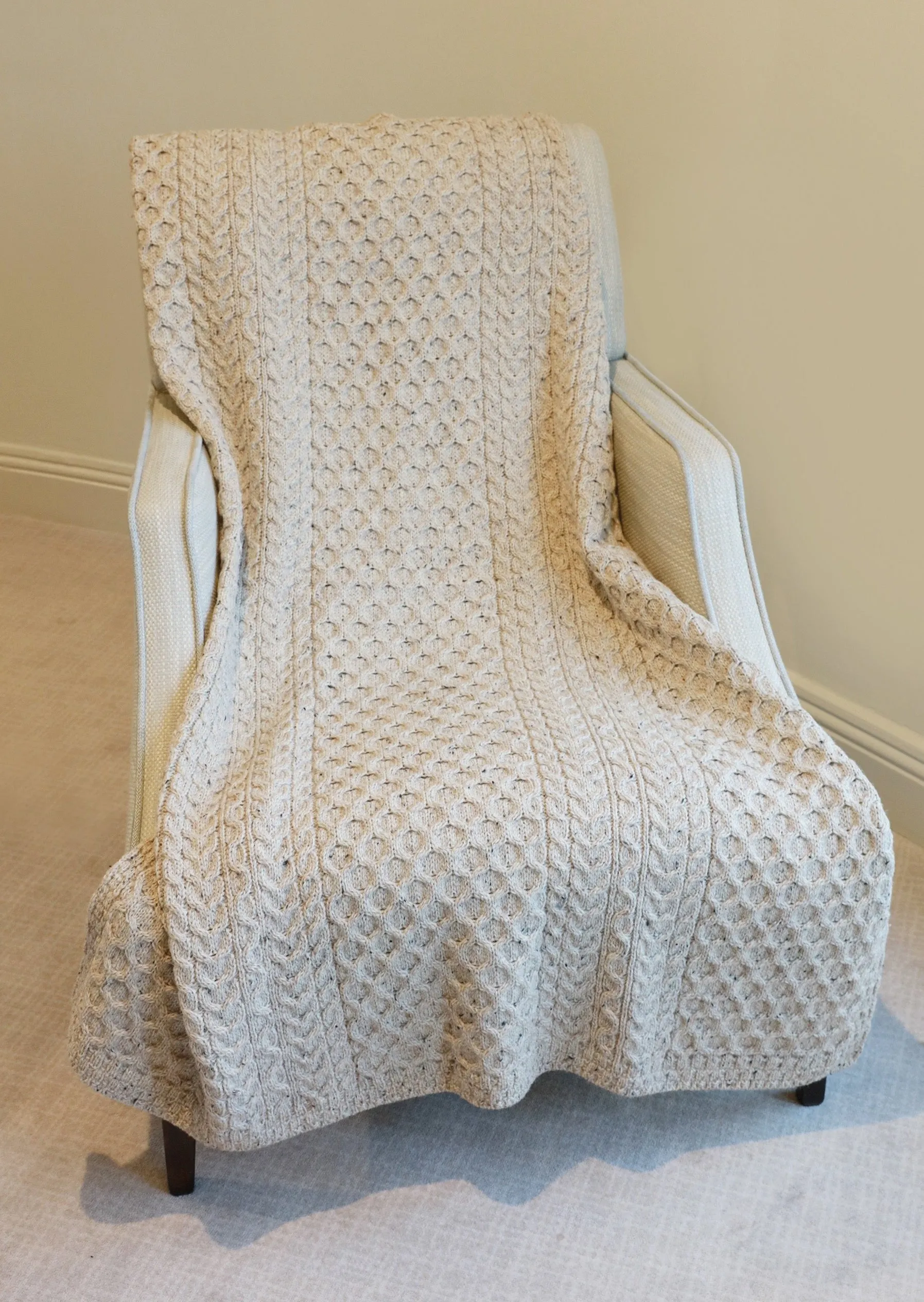 Aran Honeycomb Blanket | Oatmeal