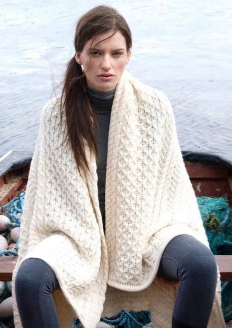 Aran Honeycomb Wool Throw | Natural