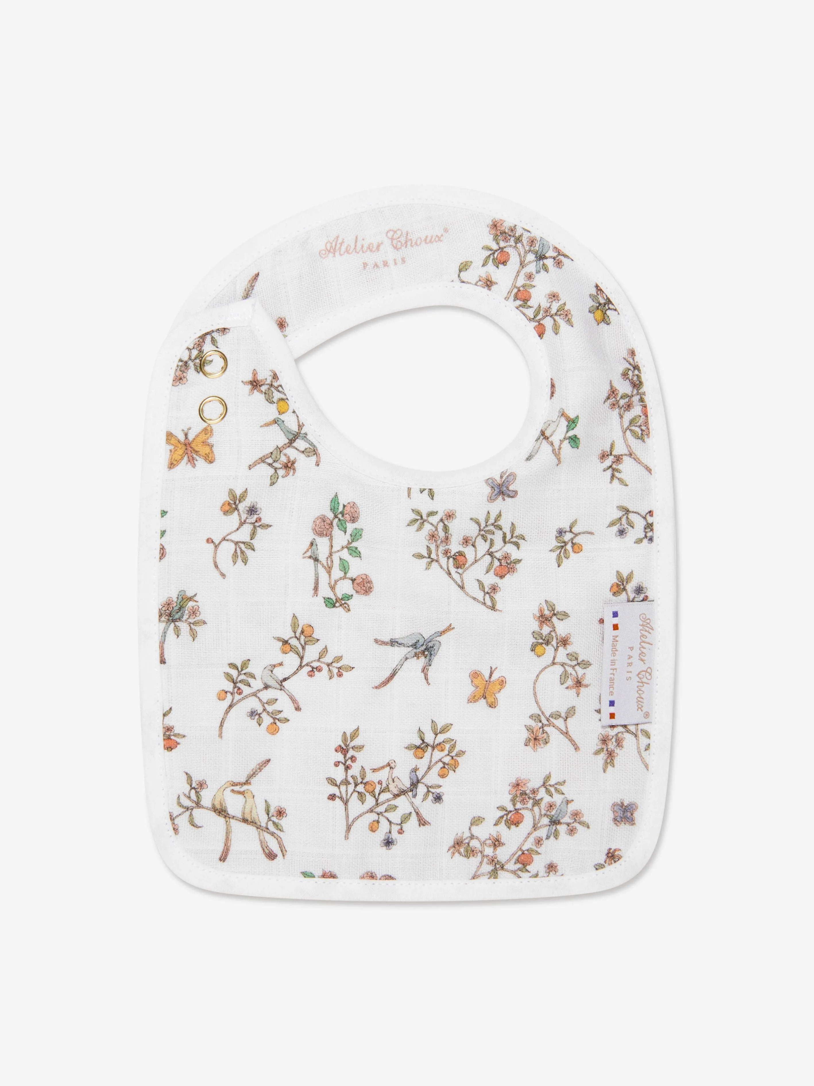 Atelier Choux Baby Girls Reversible In Bloom Bib in Pink