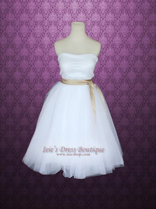 Ballerina Tutu Tulle Knee Length Short Wedding Dress JULIET