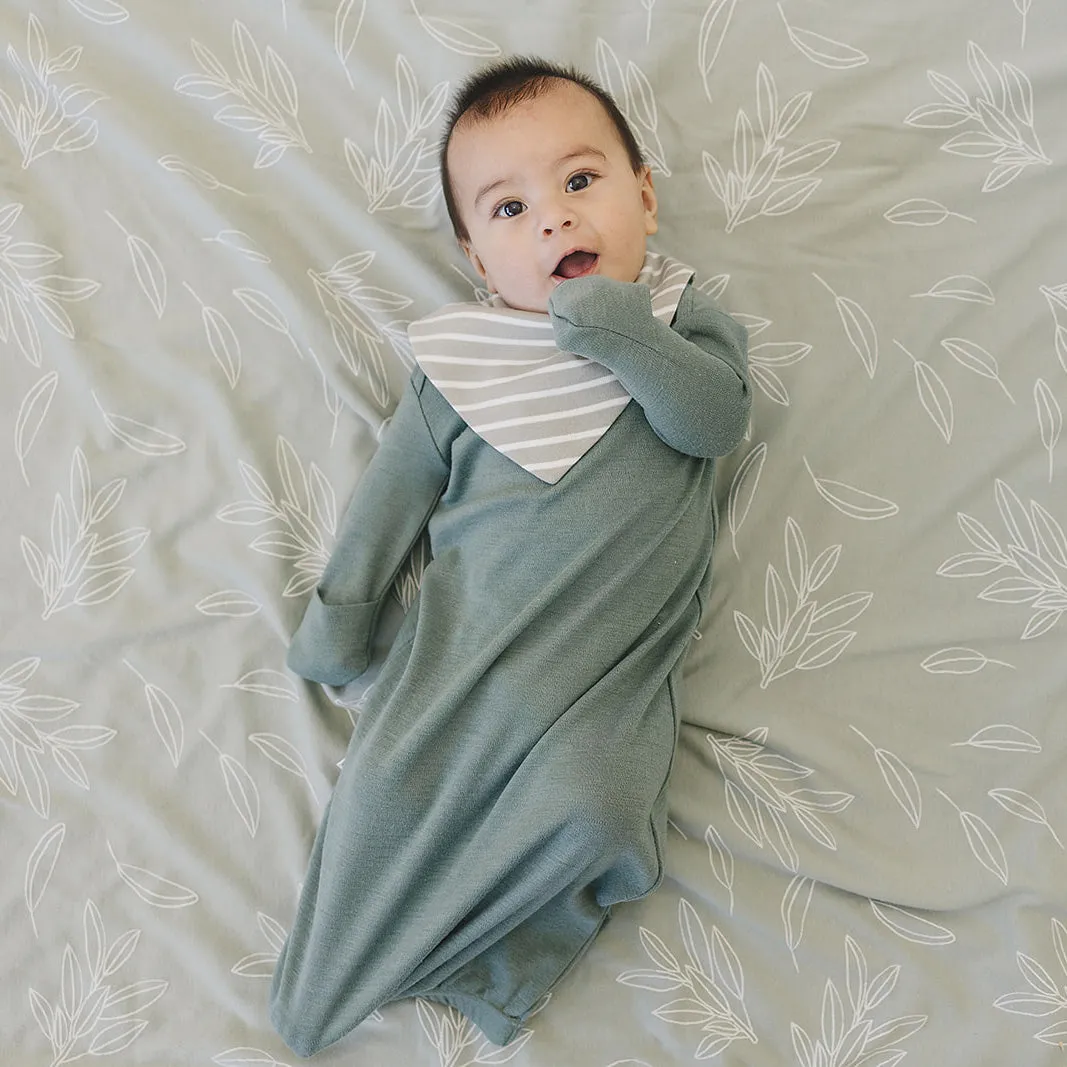 Bandana Bib Set, Merino Wool & Organic Cotton, Set of 2, Birch Gray