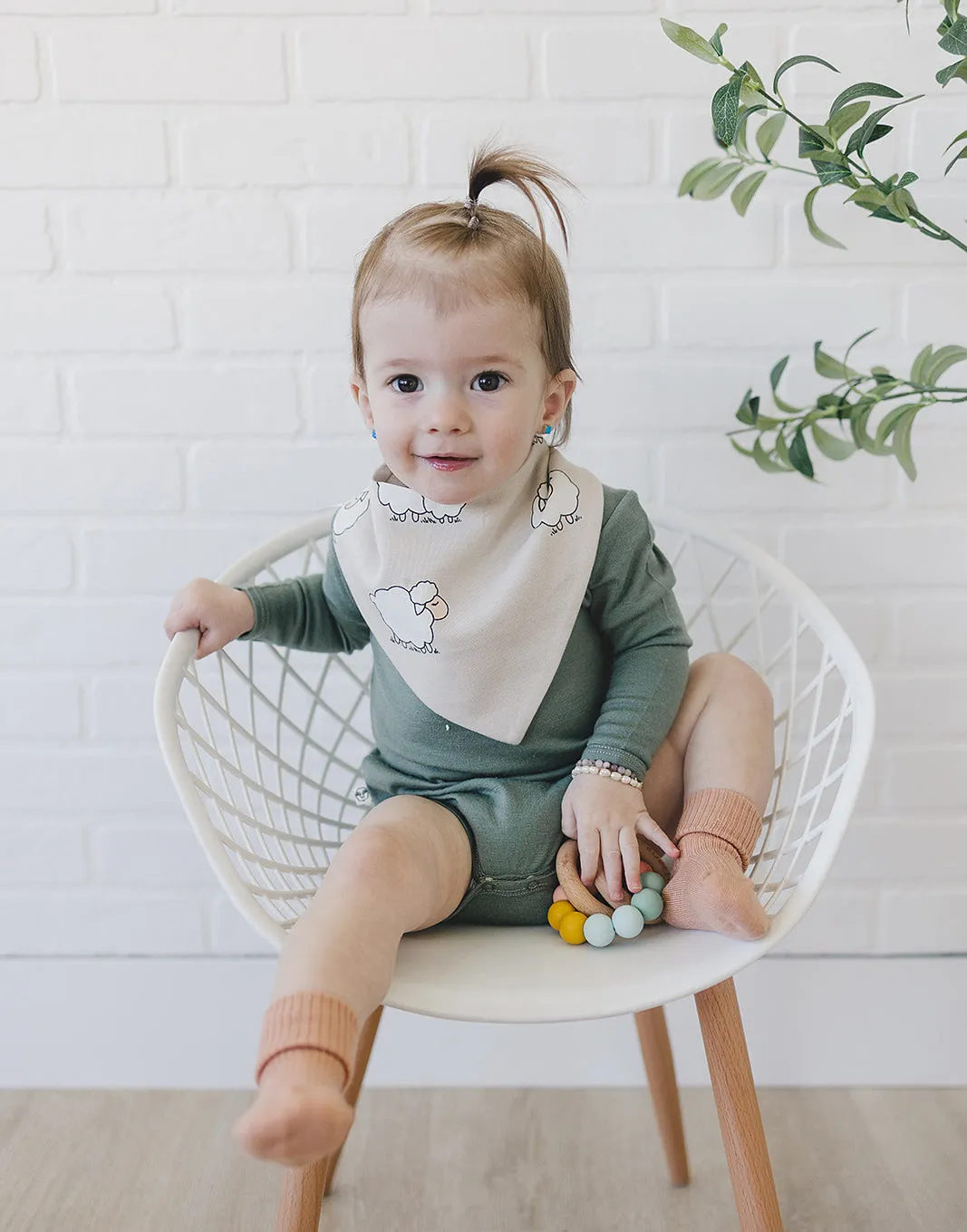 Bandana Bib Set, Merino Wool & Organic Cotton, Set of 2, Sheep