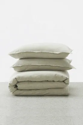 Belgian Washed Linen Queen Natural Duvet Cover Set