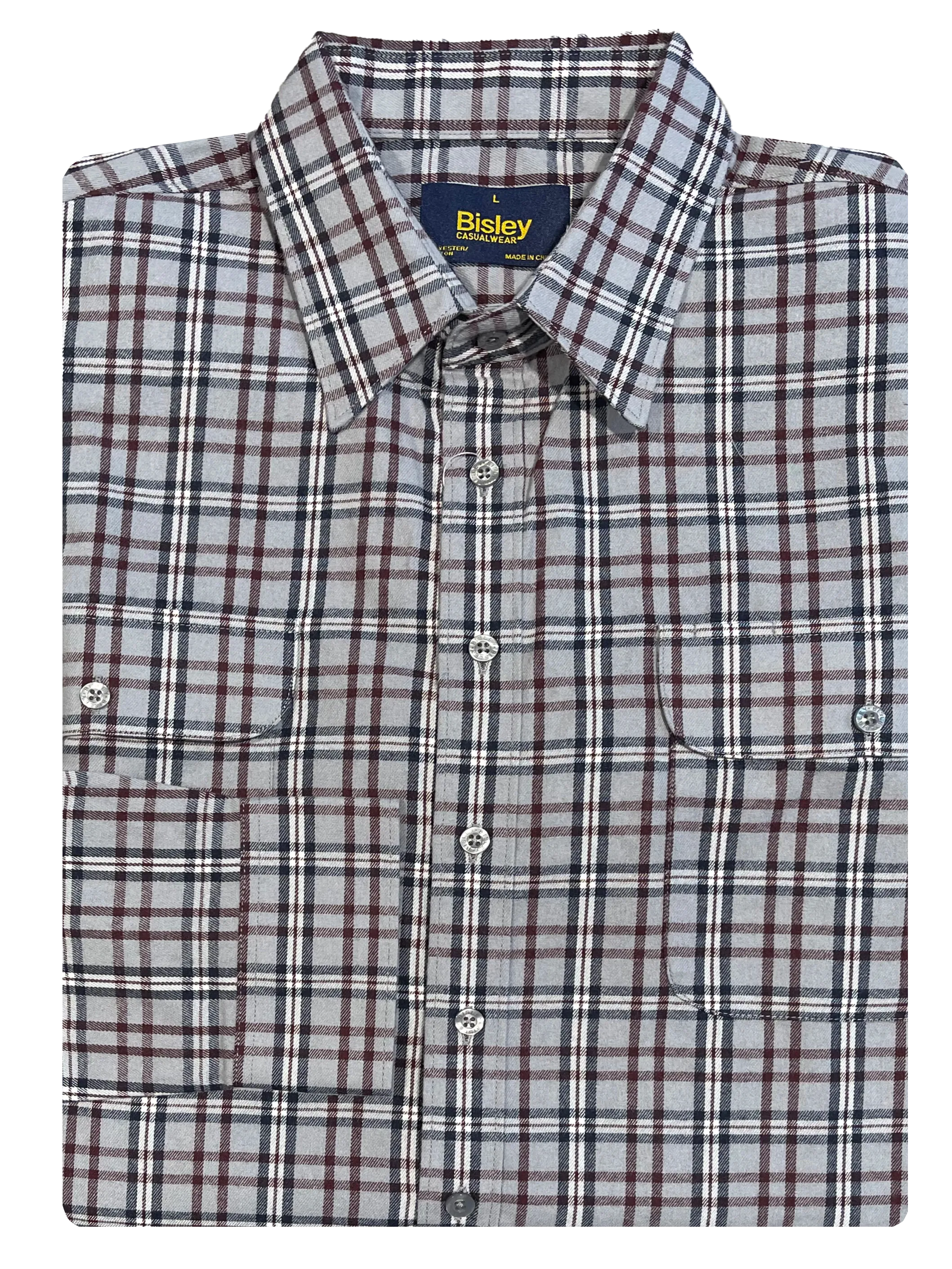 Bisley LS Brushed Cotton Medium Check Shirt