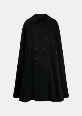 Black Bib-Collar Double-Breasted Cape