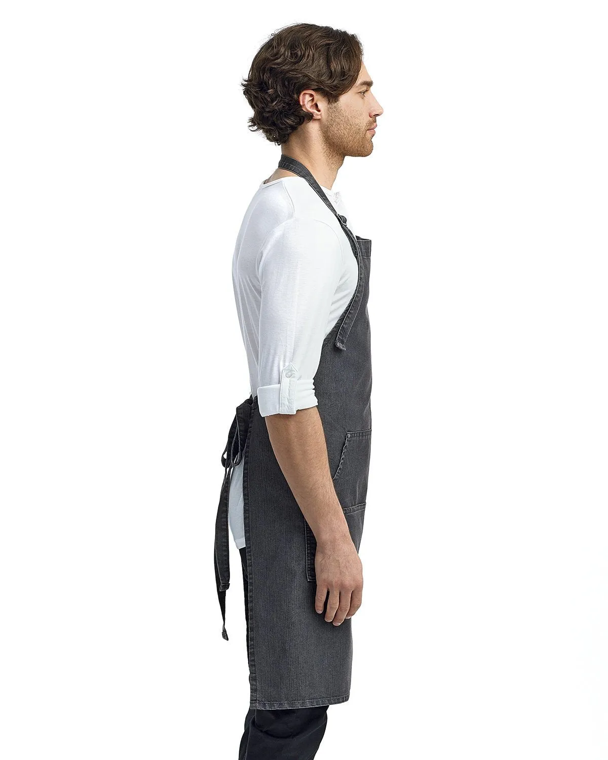 Black Denim Bib Adjustable Apron (4 Pocket Pouch)