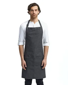 Black Denim Bib Adjustable Apron (4 Pocket Pouch)