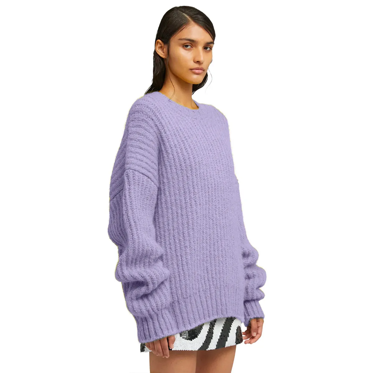 Blended wool crewneck sweater "Warm Winter" Lilac