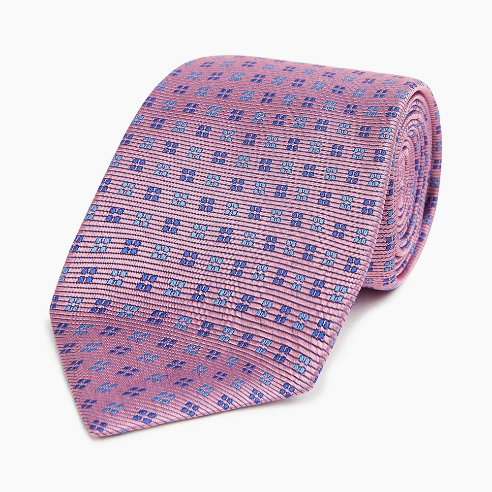 Blue and Pink Multi Dot Silk Tie