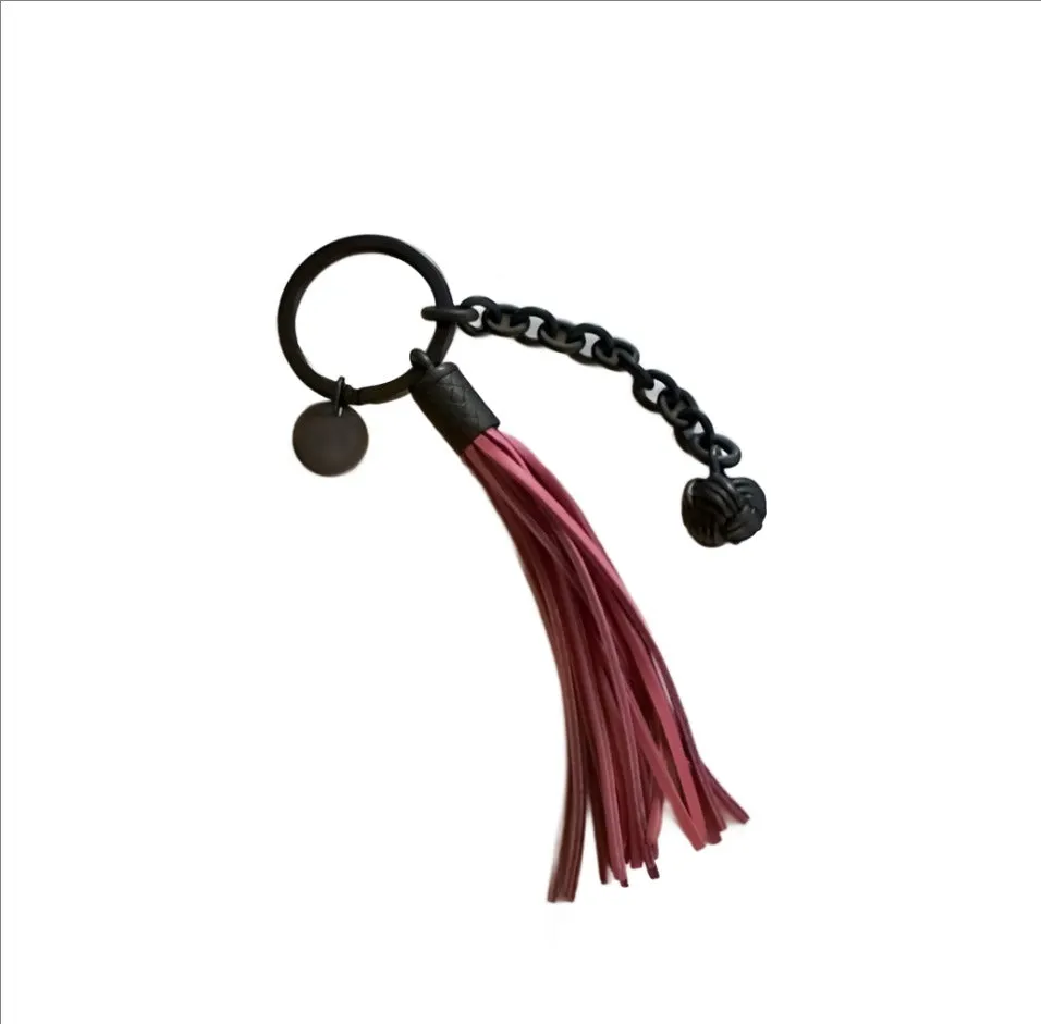 Bottega Veneta Intrecciato Tassels Key Ring Pink Leather Bag Charm