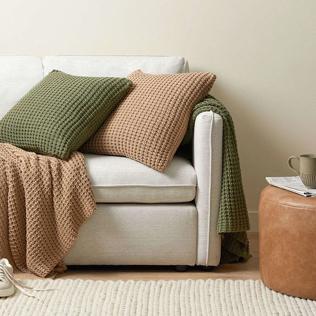 Brennan Knit Cushion Cover - Latte