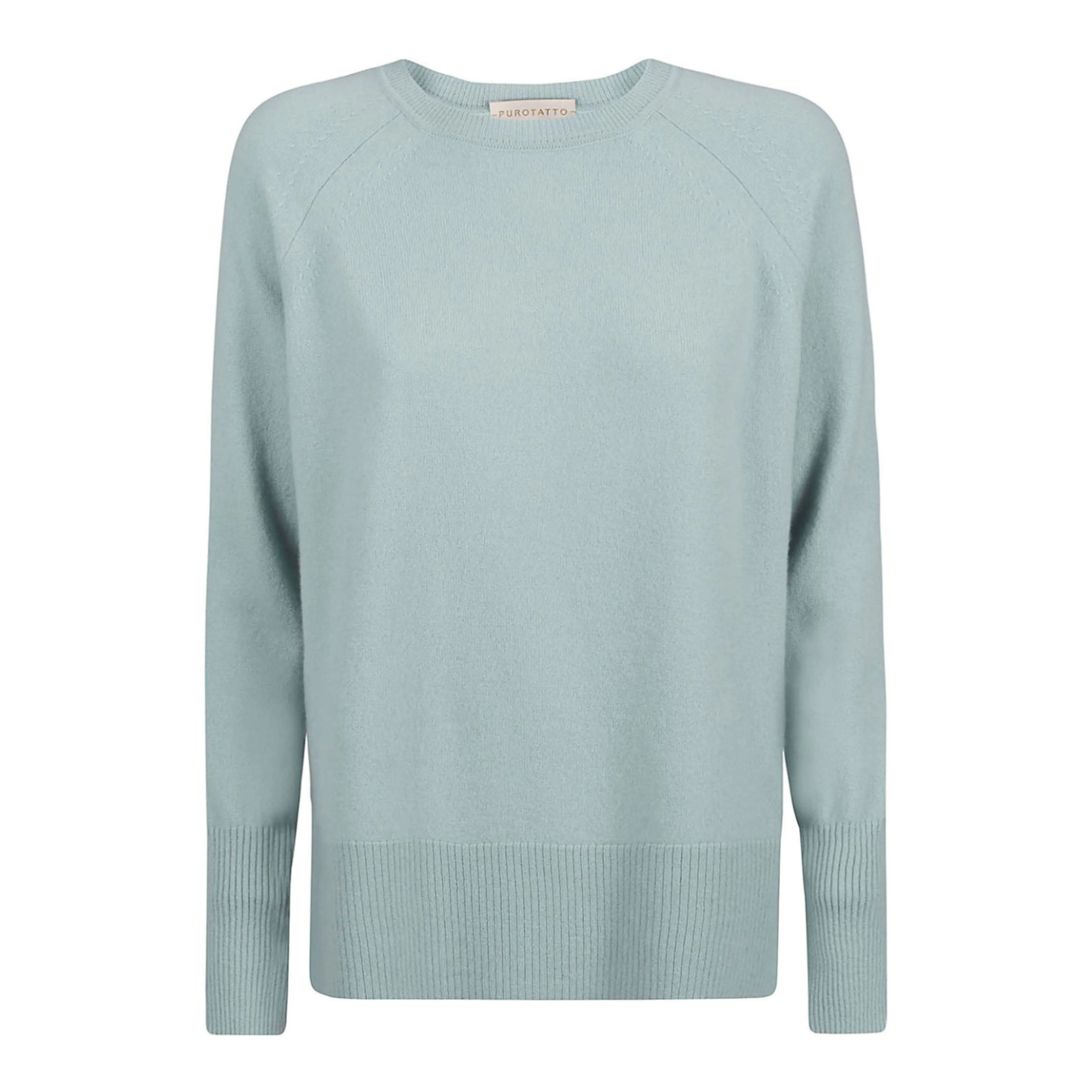 Cashmere Boat Neck Sweater with Raglan Sleeves - Mint Blue