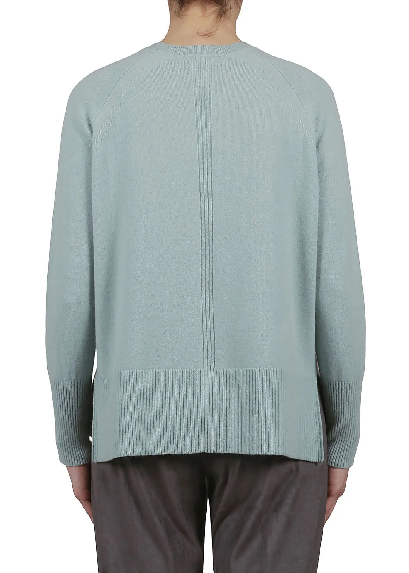 Cashmere Boat Neck Sweater with Raglan Sleeves - Mint Blue