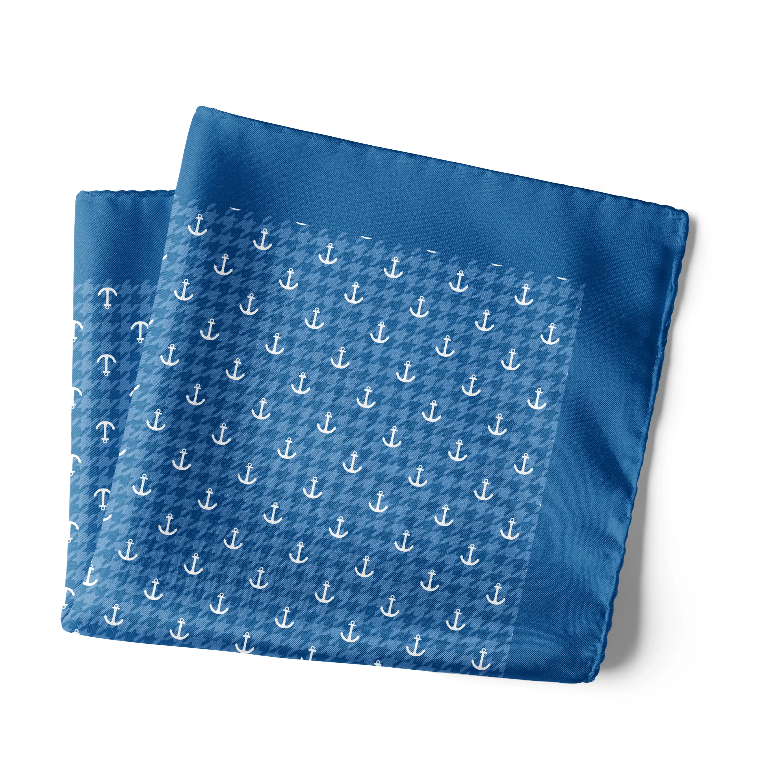 Chokore Blue & White Anchor Pocket Square - Marine line