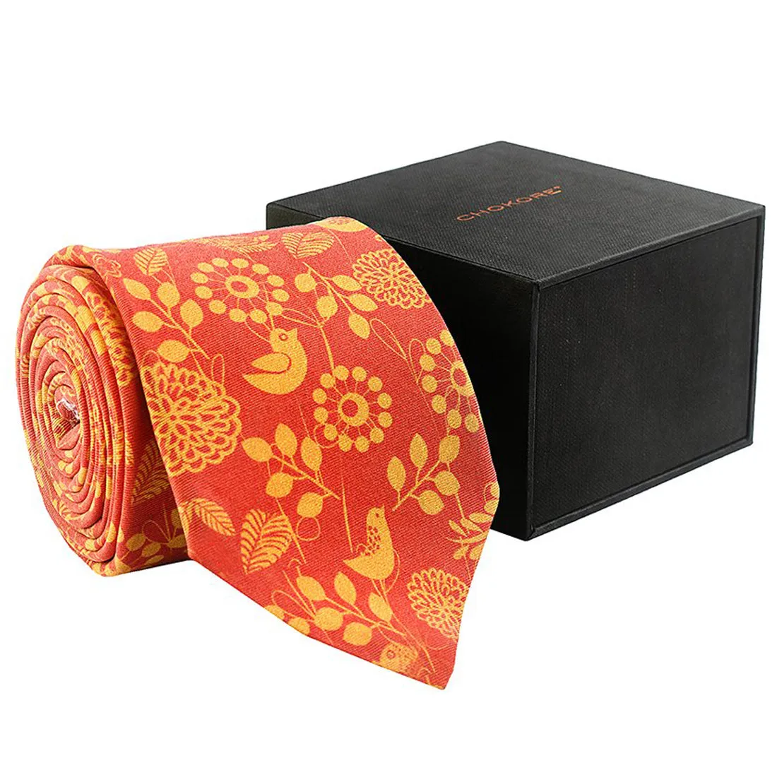 Chokore Orange & Red Silk Tie - Indian at Heart line