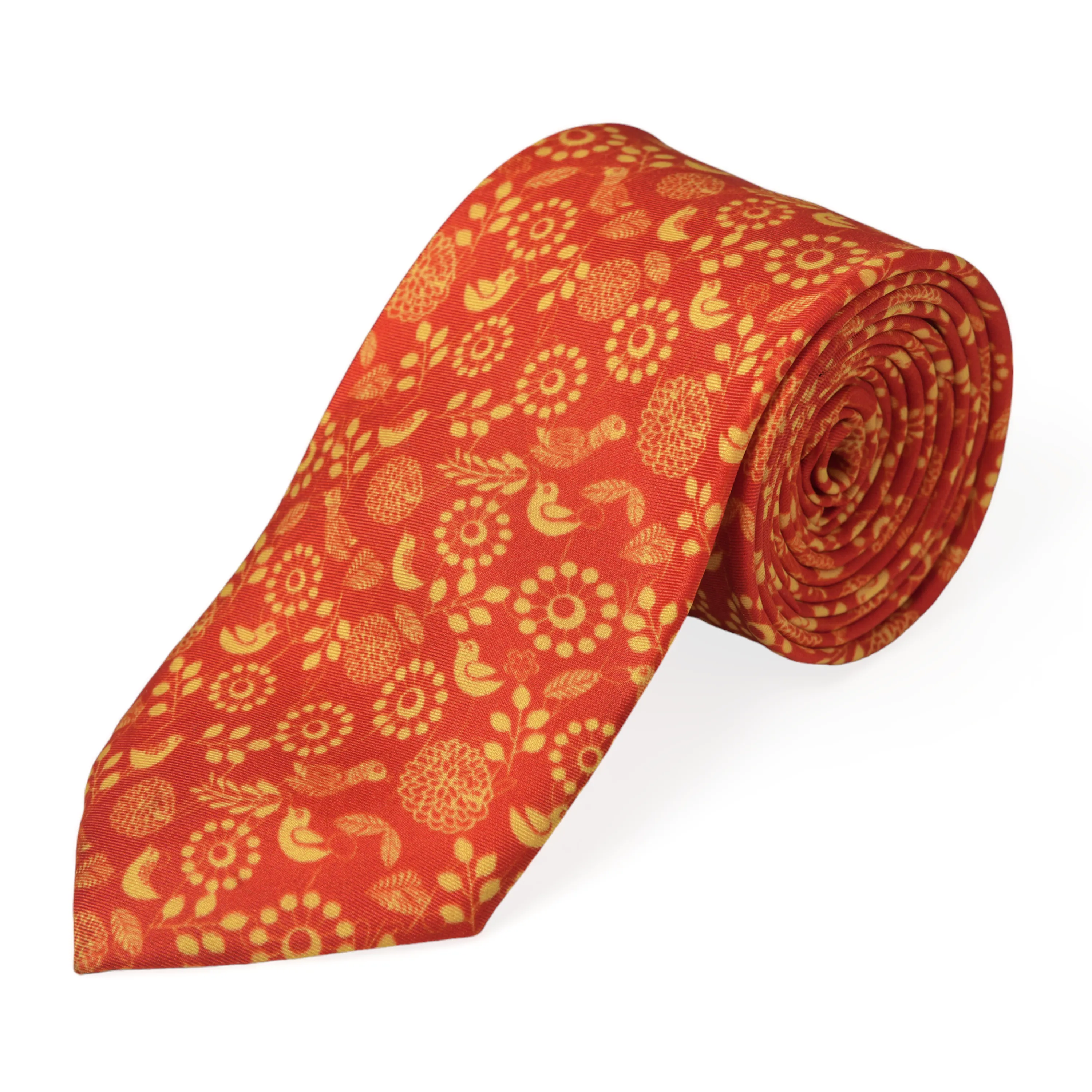 Chokore Orange & Red Silk Tie - Indian at Heart line