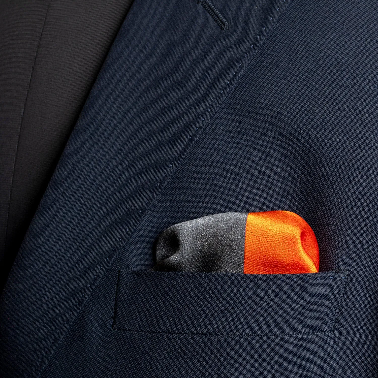 Chokore Orange Satin Silk pocket square from the Plaids Line