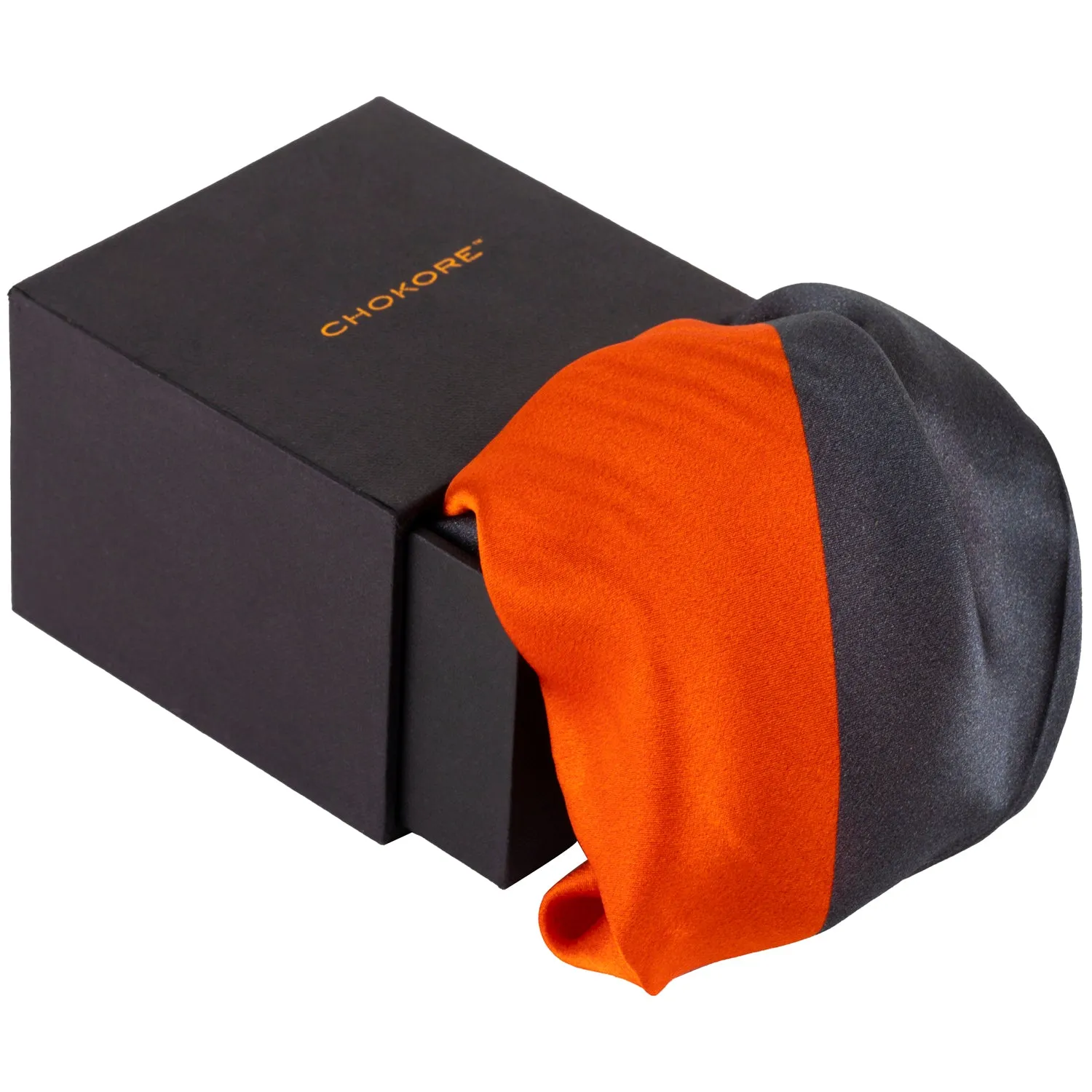 Chokore Orange Satin Silk pocket square from the Plaids Line