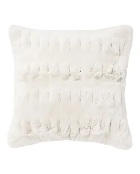 Chunky Ribbed Cushion With Fur Snow Grey