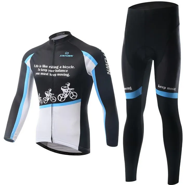 Cool Black white Long Sleeve Cycling Jersey Set