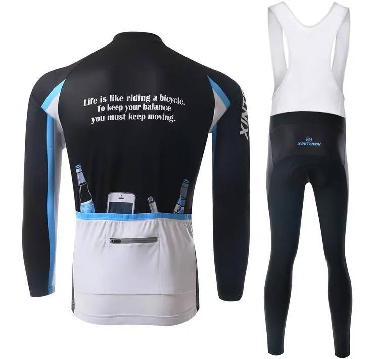 Cool Black white Long Sleeve Cycling Jersey Set