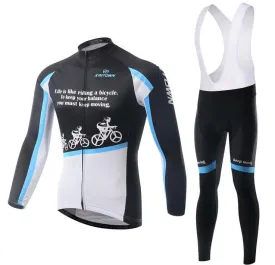 Cool Black white Long Sleeve Cycling Jersey Set