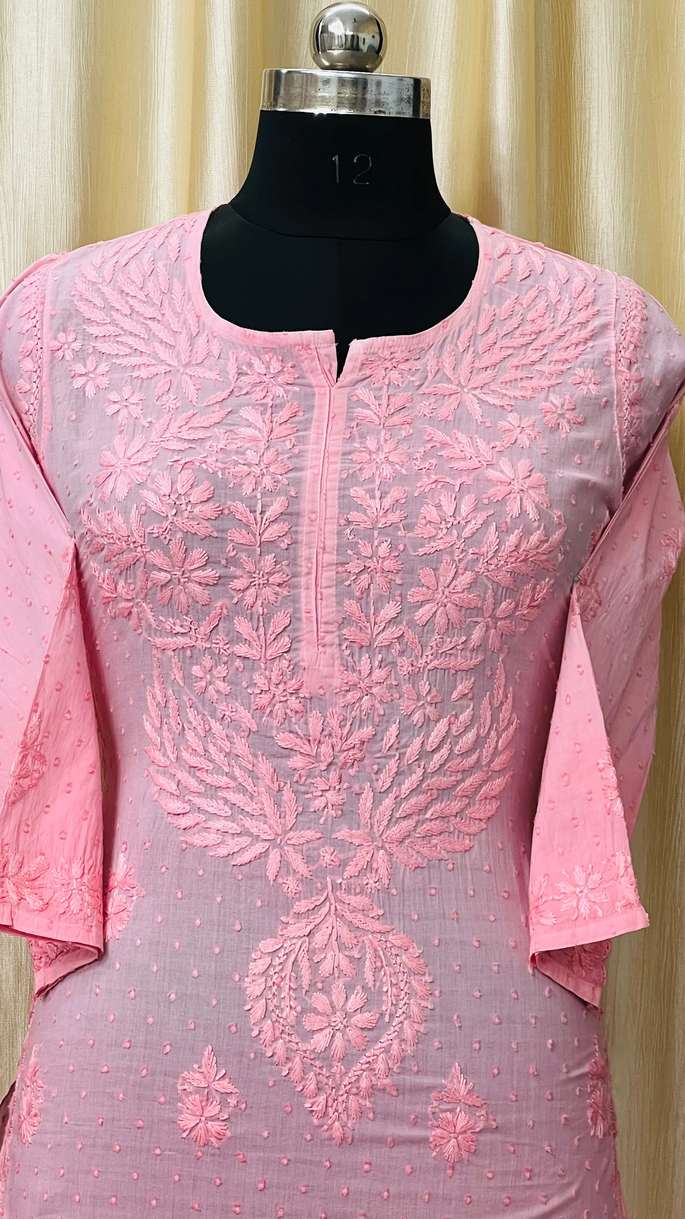 Cotton Dyeable chikan kurti