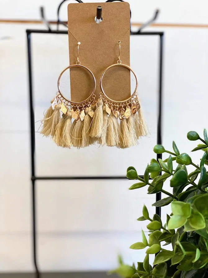 Cream Tassel Earrings