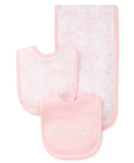 Damask Scroll Bib & Burp Set