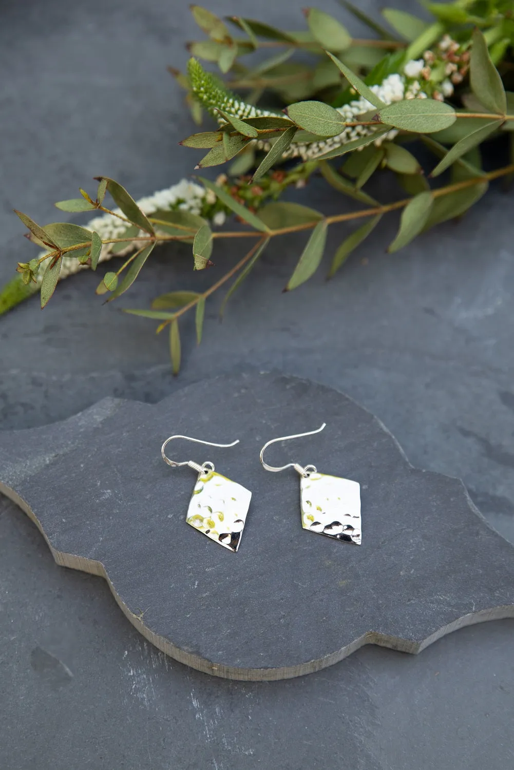 Diamond Hammered Earrings