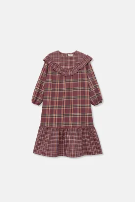 dress plaid wool bib - rose