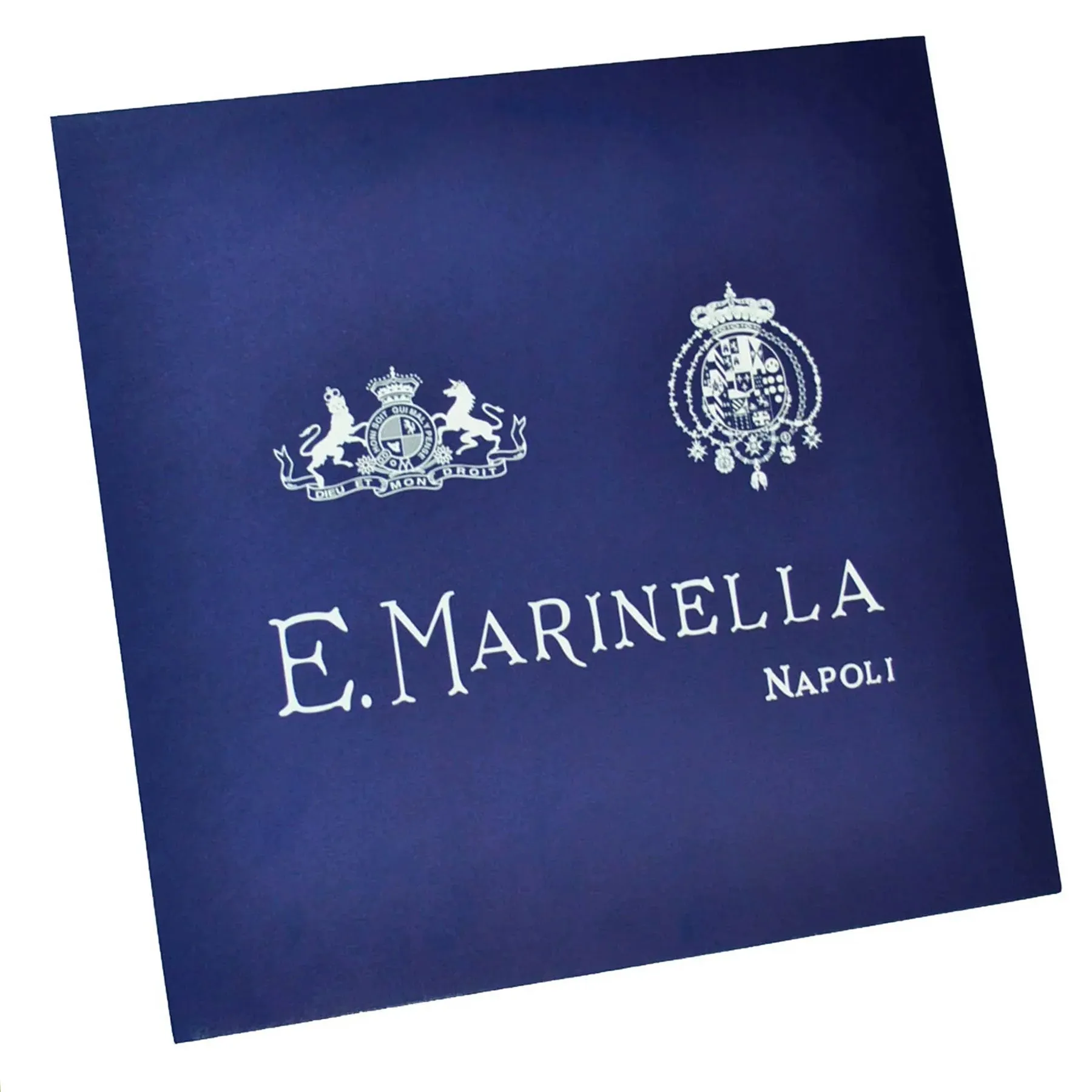 E. Marinella Scarf Royal Blue with Red Lucky Horn & Pulcinella Mask - Twill Silk Foulard SALE