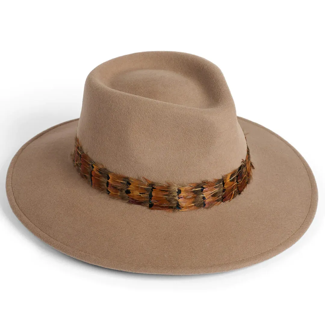 Failsworth Wool Felt Fedora Hat With Game Feather Trim