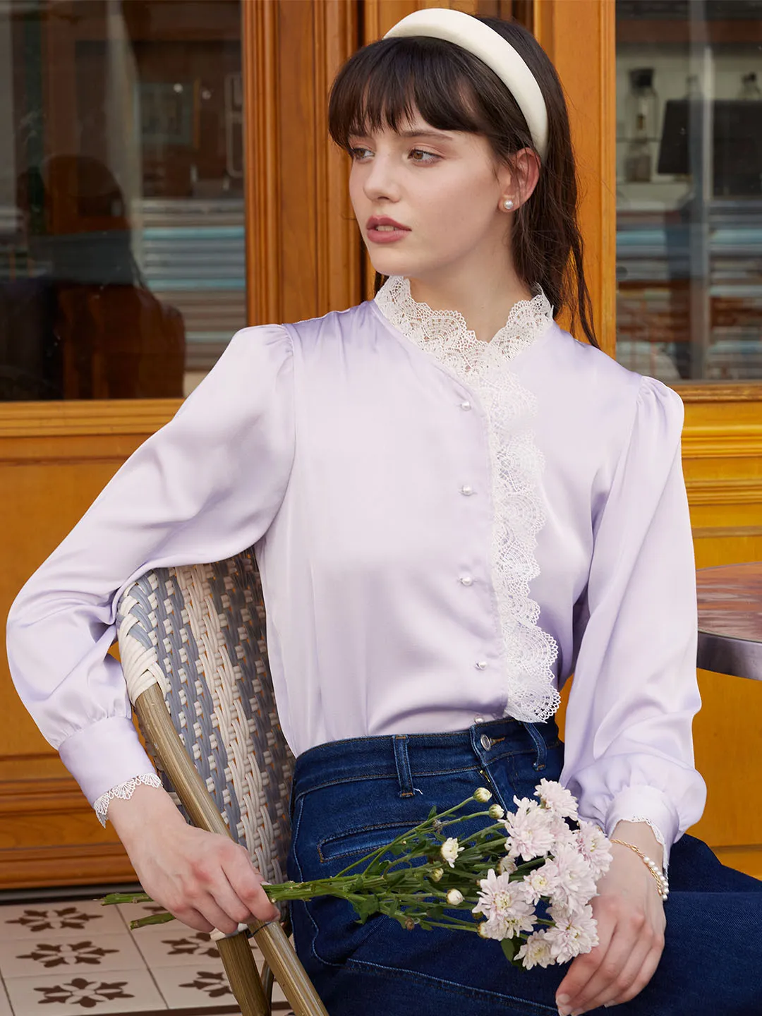 【Flash Sale】Margaret Elegant Lace Patchwork Blouse