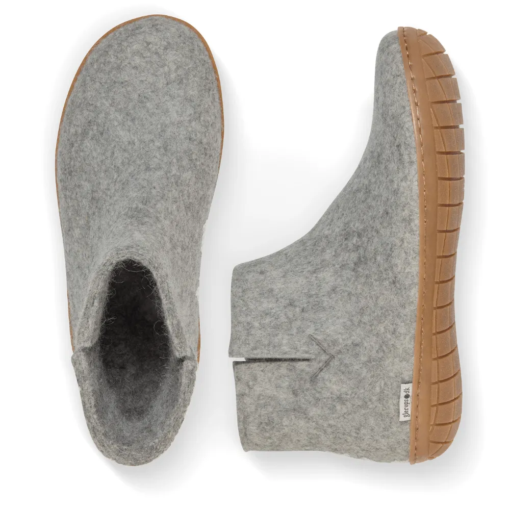 Glerups Slipper - Boot - Honey Rubber Sole - Grey GR-01-00