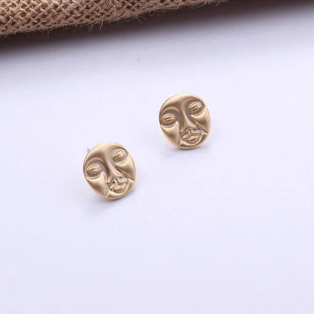 Gold Color Stud Earring Simple Geometric Earnings