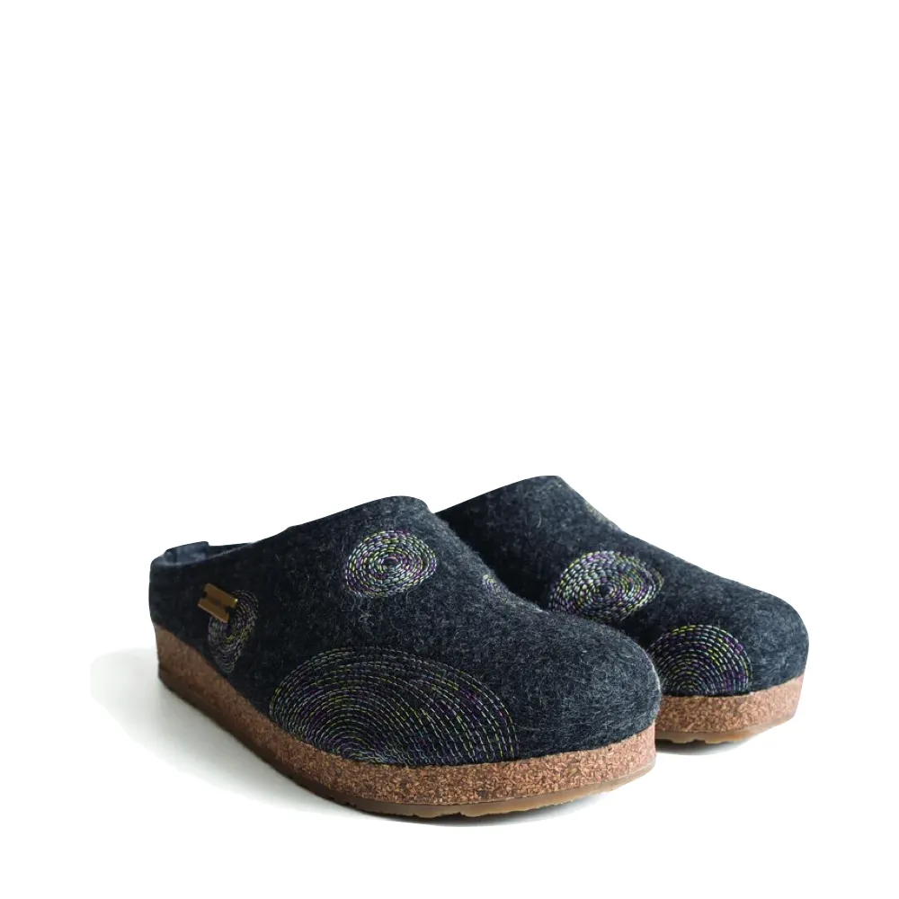 Haflinger Women's Spirit Wool Clog in Navy