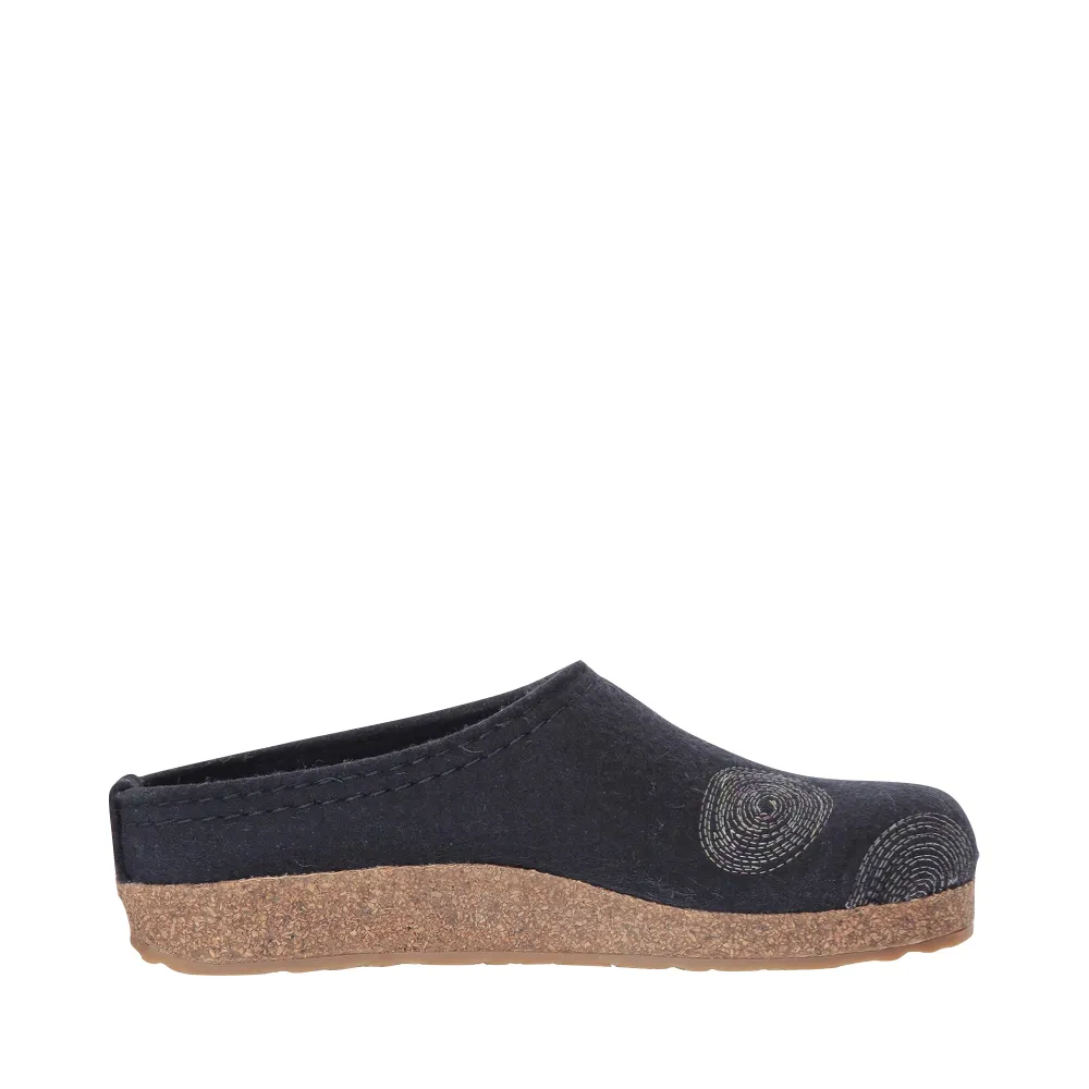 Haflinger Women's Spirit Wool Clog in Navy