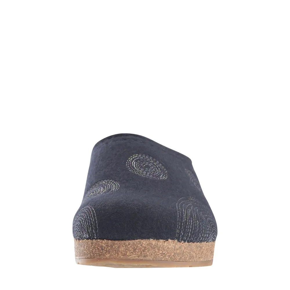 Haflinger Women's Spirit Wool Clog in Navy