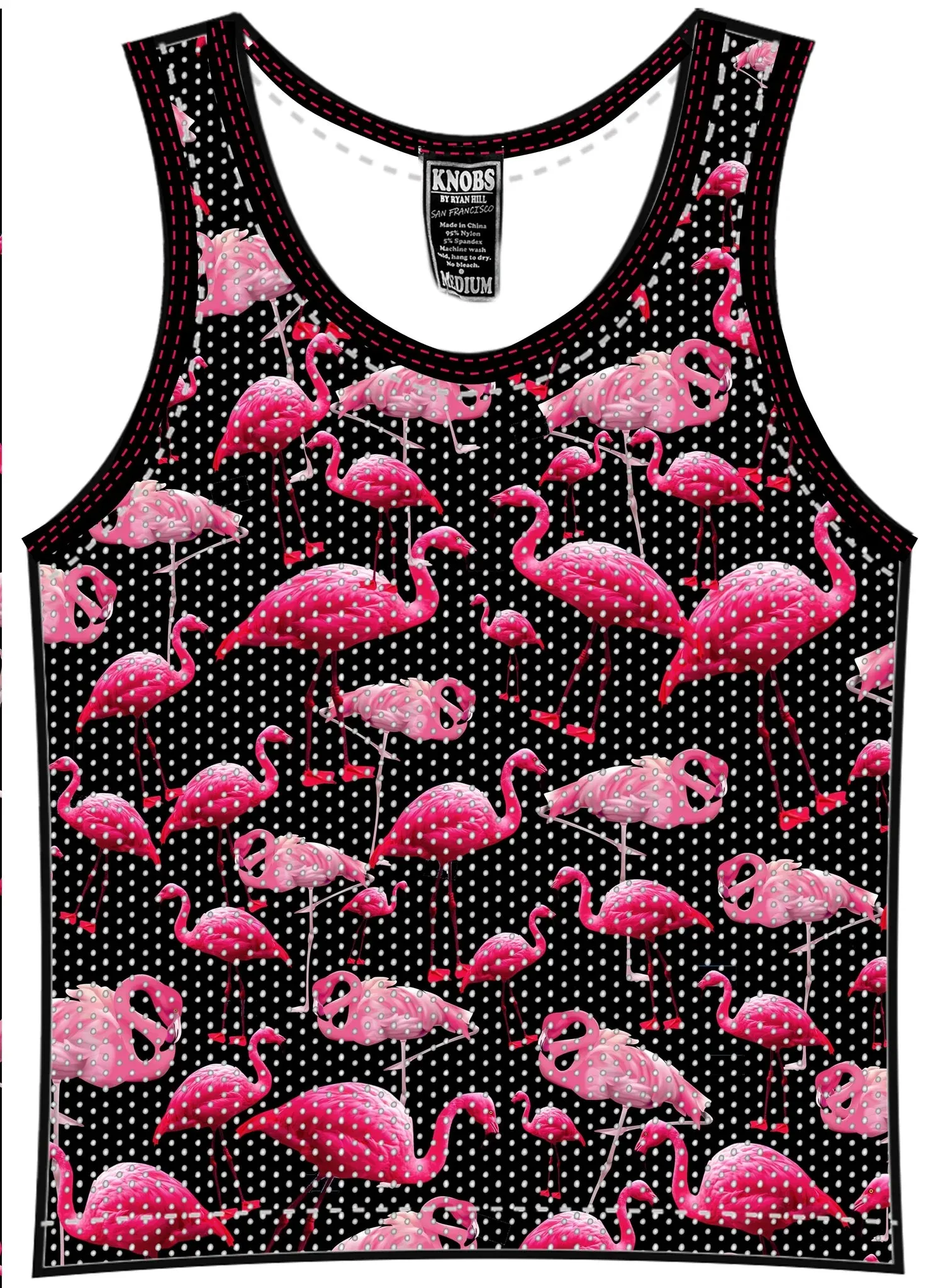 Knobs Flamingos tank mesh black