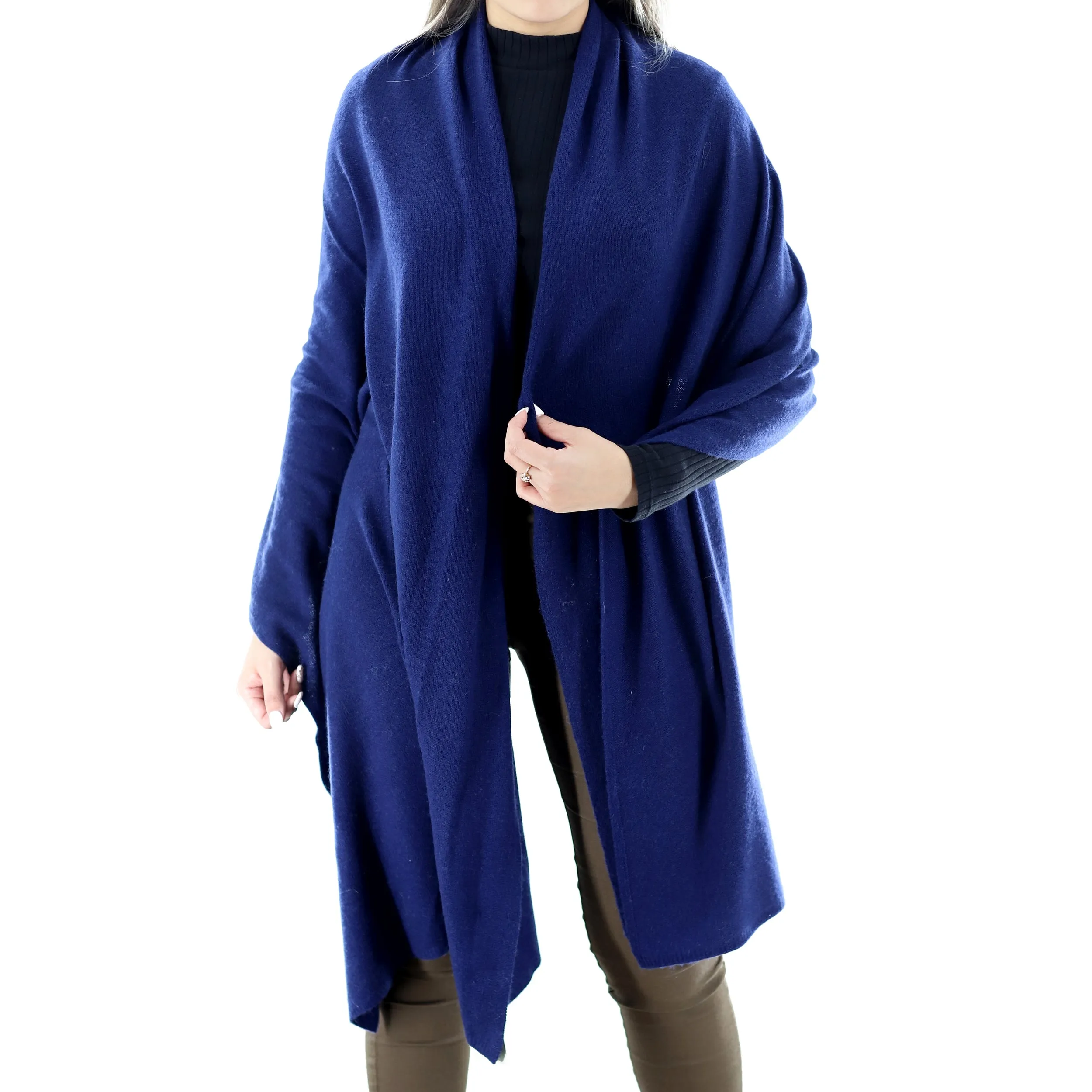 La Fiorentina SUPER SOFT Cashmere Blend Knit Shawl - Navy